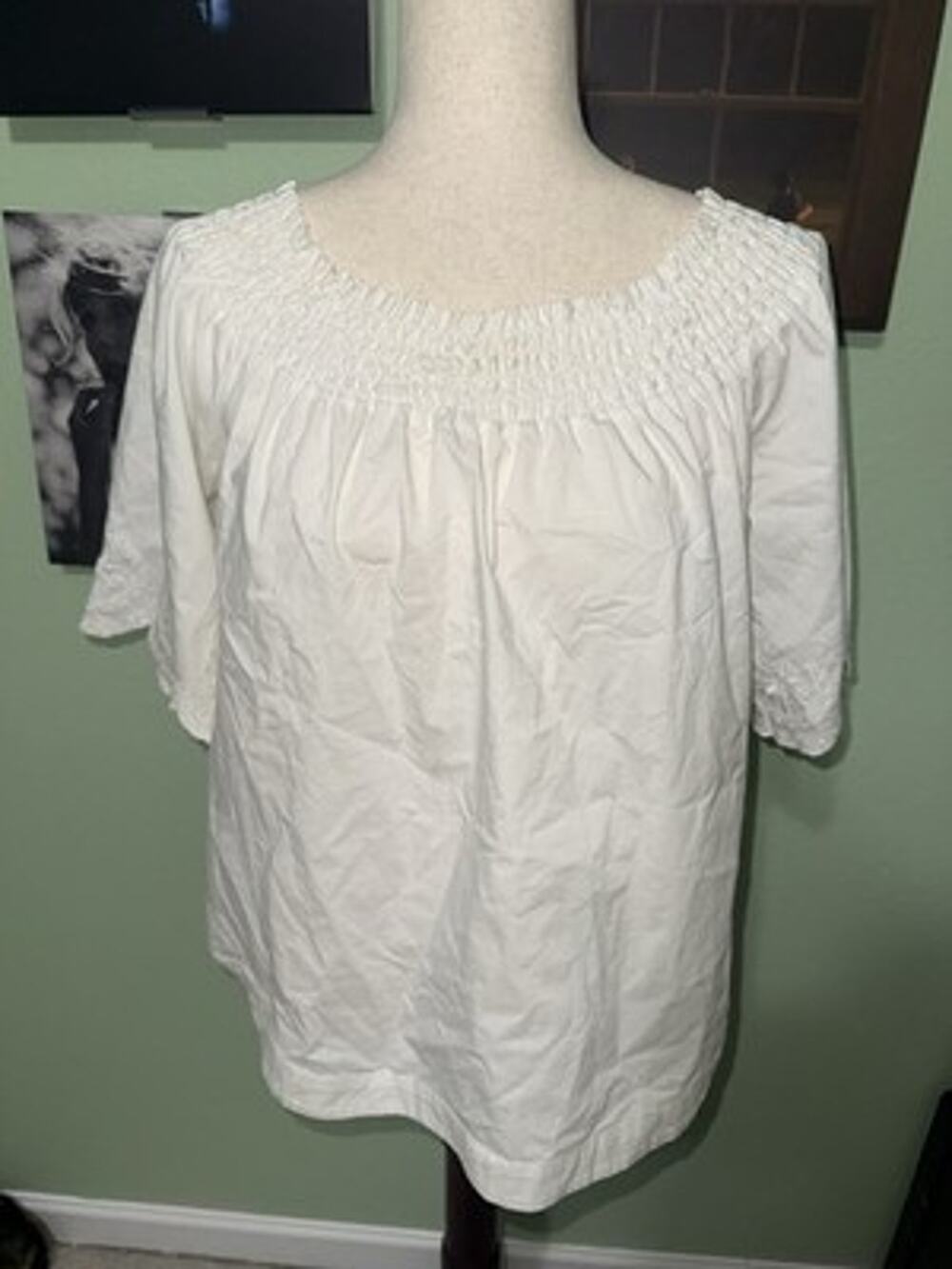 7th Avenue Design Studio NY&Co Womens Large White Off Shoulder Eyelet Blouse